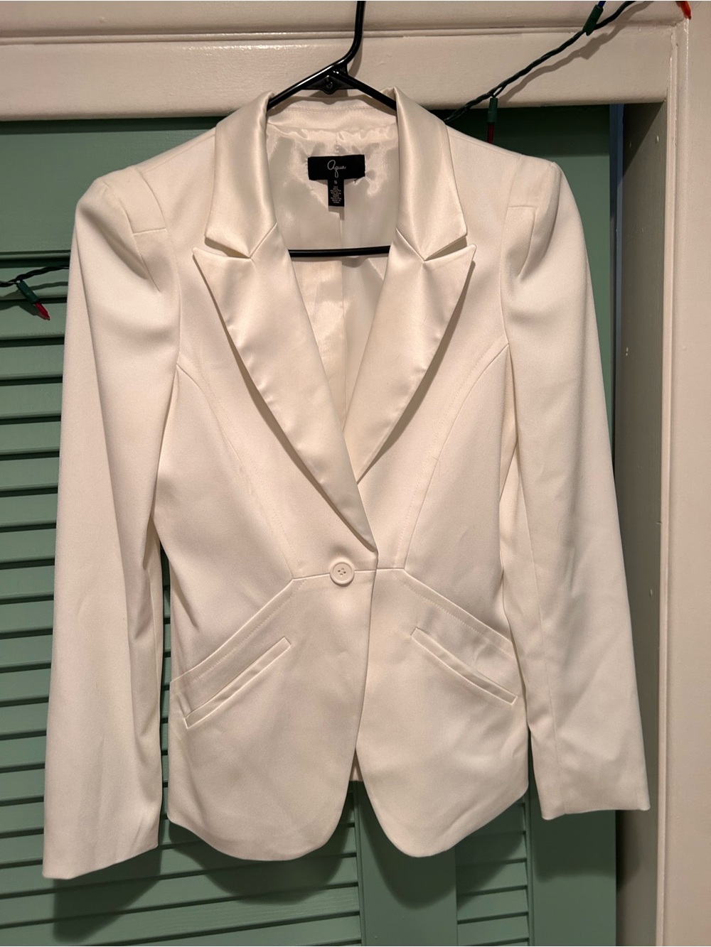 Aqua White Single-Button Tailored Blazer
